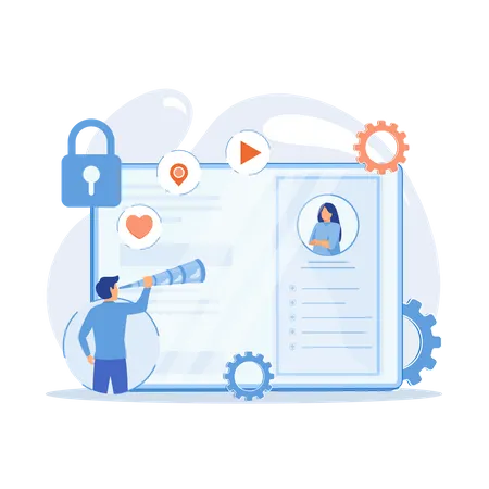 Social media stalking  Illustration