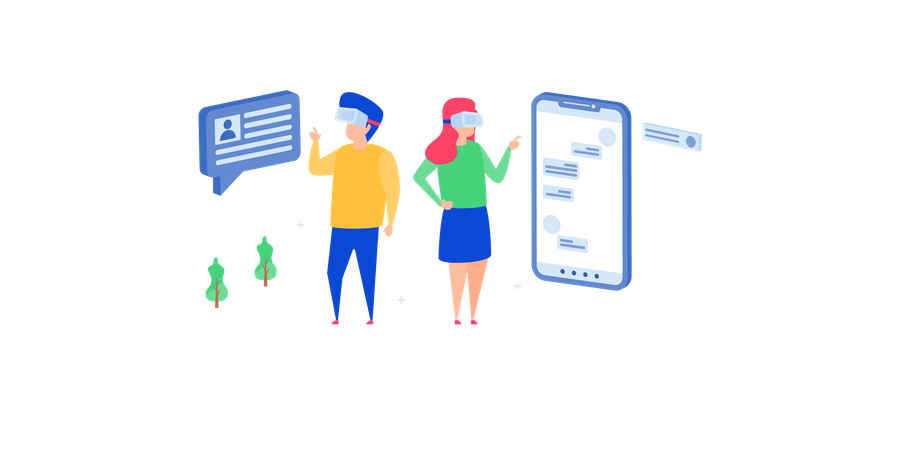 Social media usage using vr  Illustration