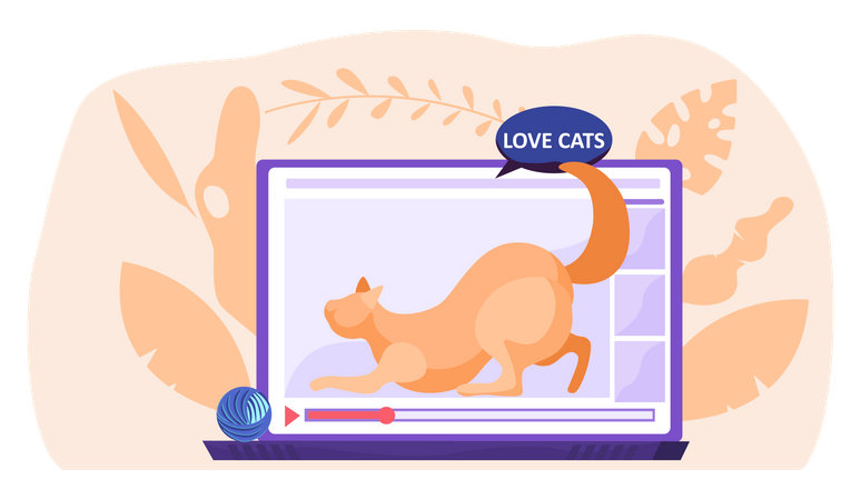 Social media video post about love for cats  Illustration