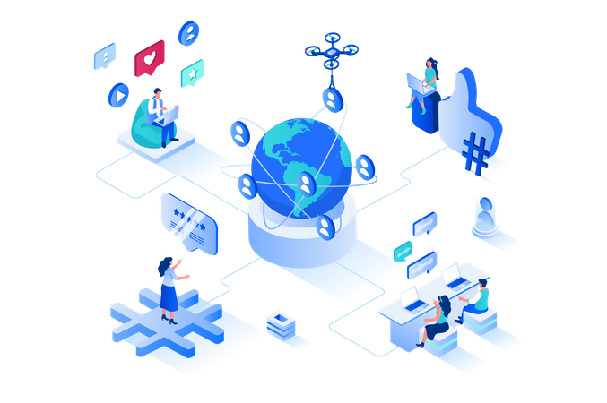 Social network community of friends  일러스트레이션