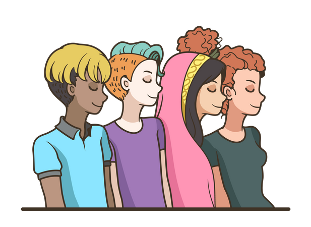 Socially diverse multicultural people Illustration