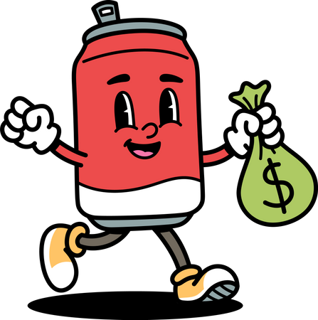 Soda can holding money bag  Illustration