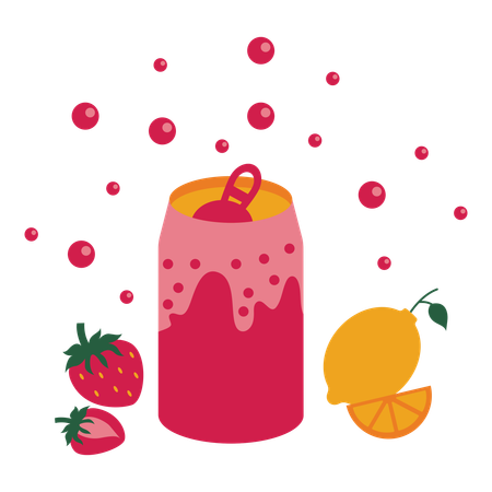 Soda fraise citron  Illustration