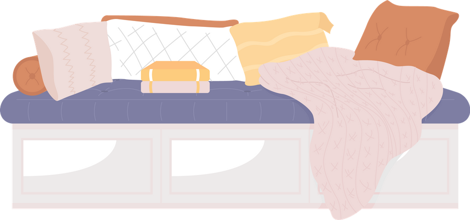 Sofá aconchegante com almofadas  Ilustração