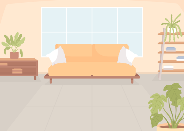 Sofá confortável na sala  Ilustração