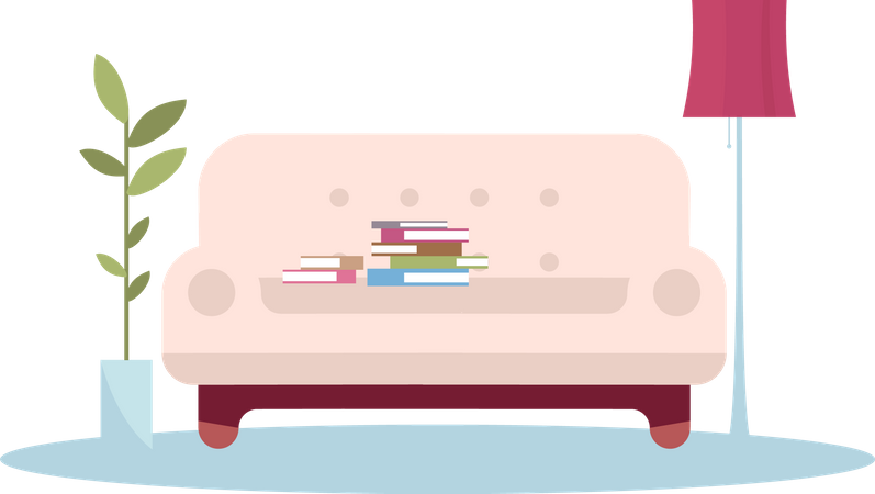 Sofa mit Bücherstapel  Illustration