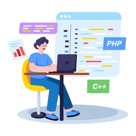 Software Developer developing website  Illustration