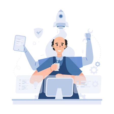 Software developer multitask  Illustration