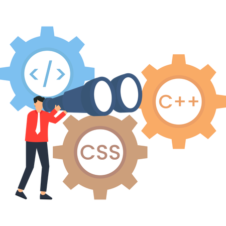 Software Developer Observing code  Illustration