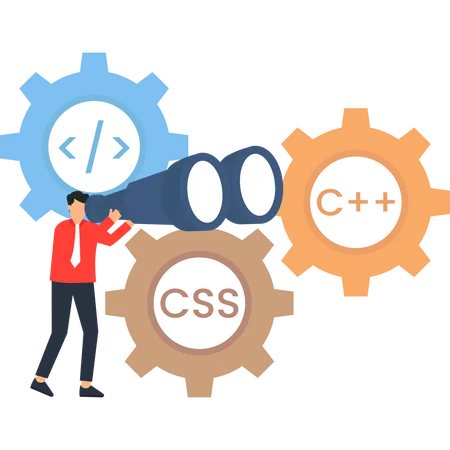 Software Developer Observing code  Illustration