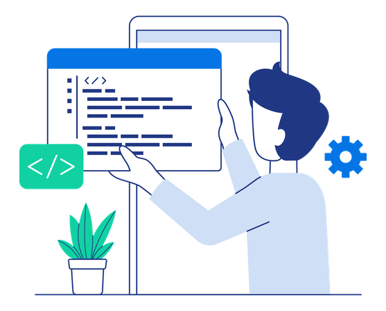 Software developer trial program code for mobile app  Illustration