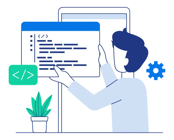Software developer trial program code for mobile app  Illustration