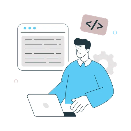 Software Developer working on web development  Illustration