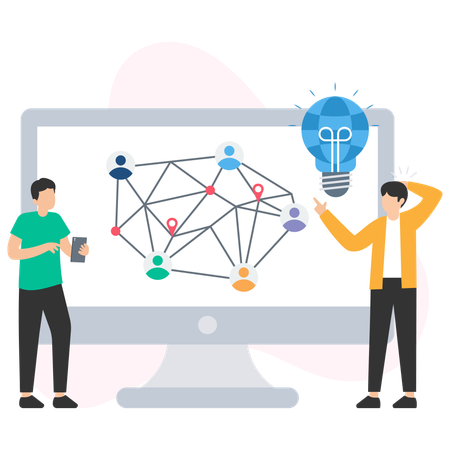 Software developers discussing social network and new ideas  Illustration