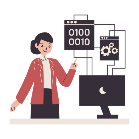 Software Engineer develops new code  Illustration