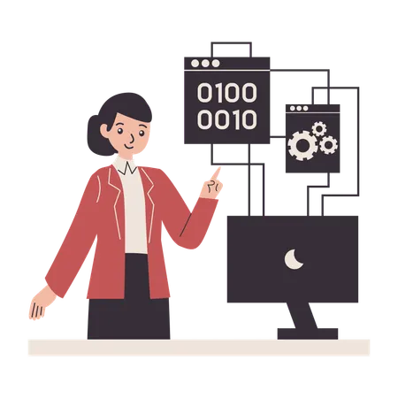 Software Engineer develops new code  Illustration
