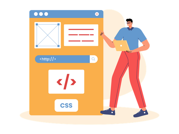 Software engineer giving website programming presentation  Illustration