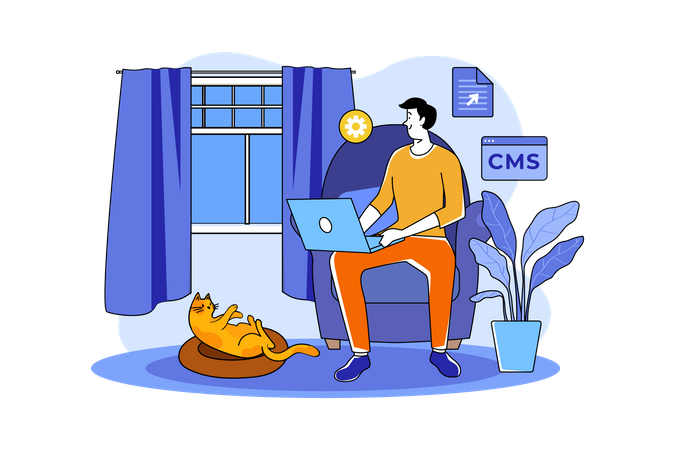 Software Engineer Working From Home Illustration