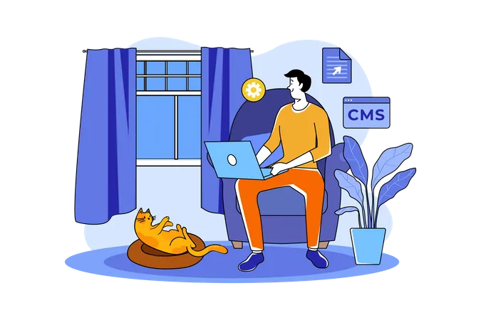 Software Engineer Working From Home  Illustration