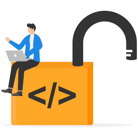 Software engineer working on open source project  Illustration