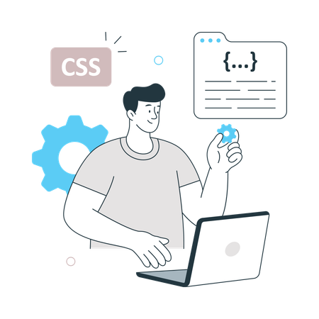 Software Engineer working on web programming  Illustration