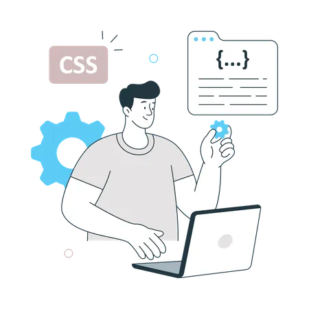 Software Engineer working on web programming  Illustration