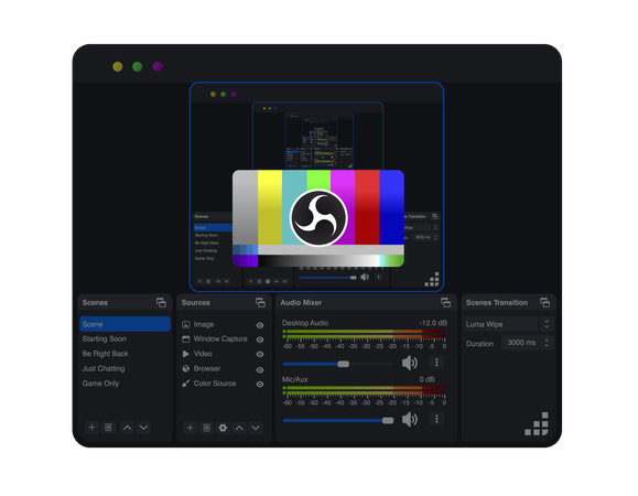 Software para gravação de vídeo e transmissão ao vivo  Ilustração
