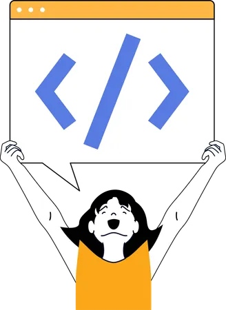 ウェブページのプログラミングに携わるソフトウェアプログラマー  イラスト
