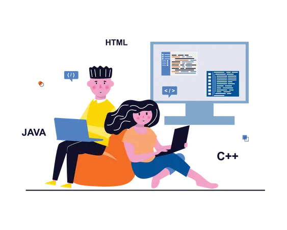 Software programmer working together  Illustration