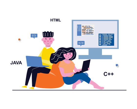 Software programmer working together  Illustration