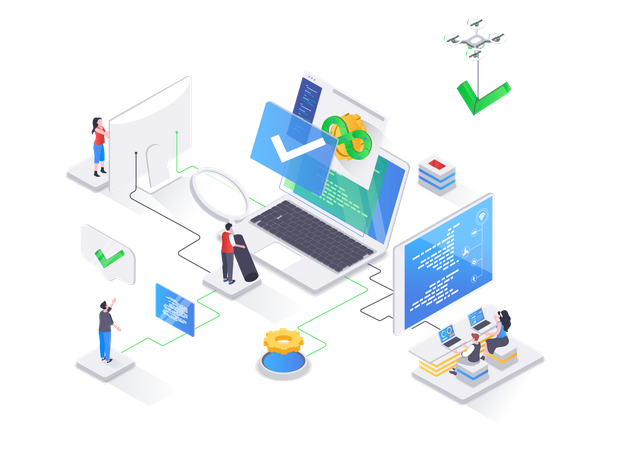 Software tester doing Software testing and quality assurance  Illustration