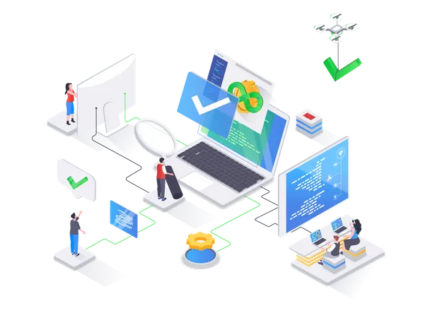 Software tester doing Software testing and quality assurance  Illustration