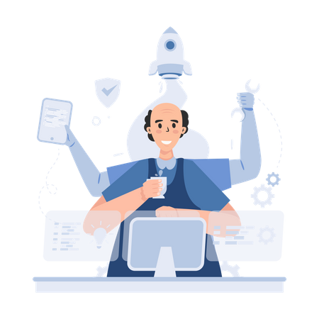 Softwareentwickler Multitasking  Illustration