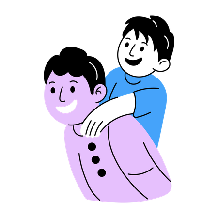 Sohn hat Spaß mit Vater  Illustration