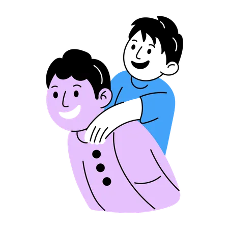 Sohn hat Spaß mit Vater  Illustration