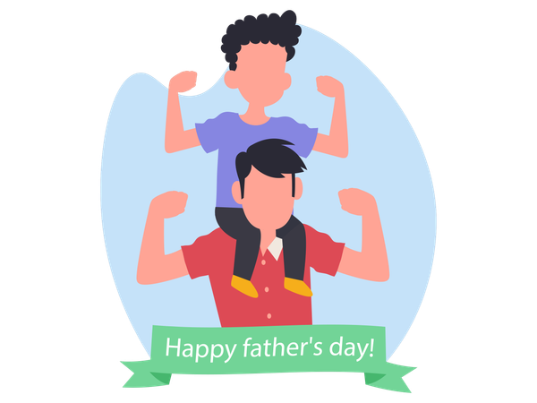 Sohn jubelt Vater  Illustration