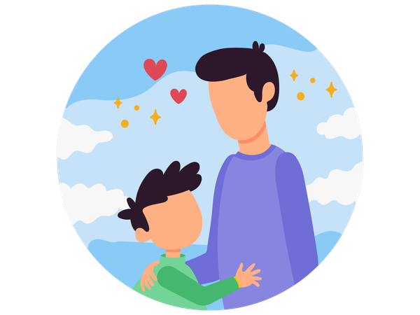 Sohn zeigt Vaterschaft  Illustration