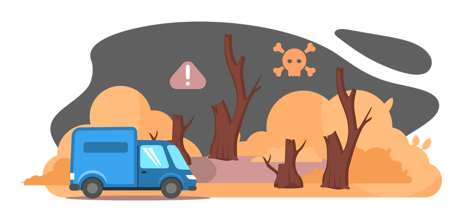 Soil acidification caused due to industrial waste  Illustration