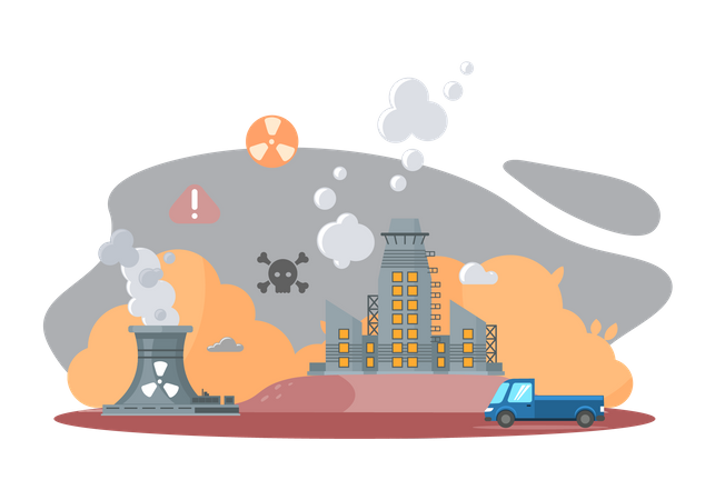 Soil erosion caused due to factories releasing harmful gases into atmosphere  Illustration