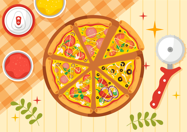 Soirée pizza  Illustration