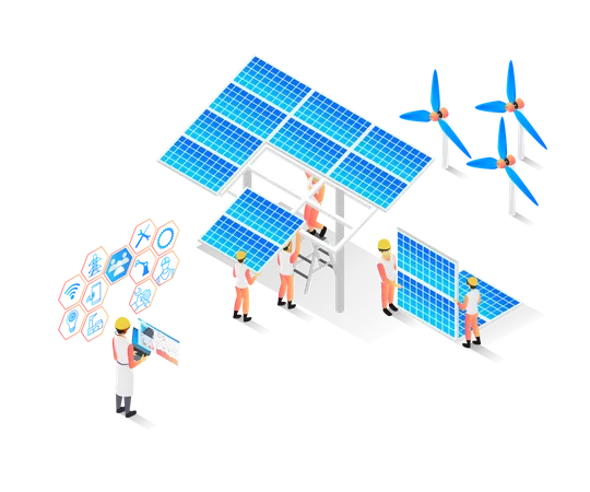 Solar and Wind Energy Illustration