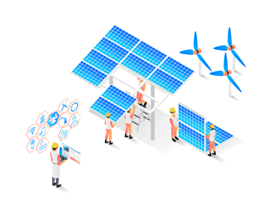 Solar and Wind Energy  Illustration