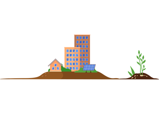 Solar battery provides electricity  Illustration