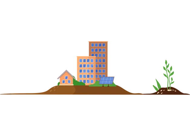 Solar battery provides electricity  Illustration