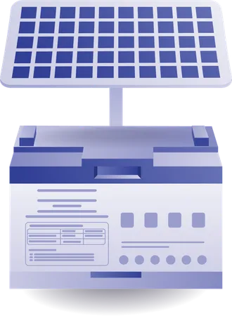 Solar electricity is stored in power station  Illustration