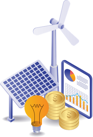 Solar energy increases business investment  Illustration