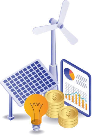Solar energy increases business investment  Illustration