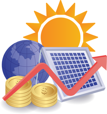 Solar energy increases crypto investment  Illustration