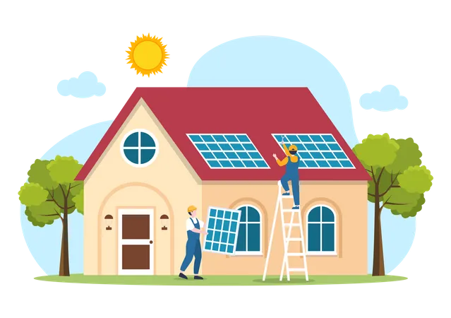 Solar Energy Installation Illustration