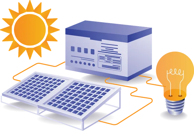 Solar energy is collected in presence of sun  Illustration